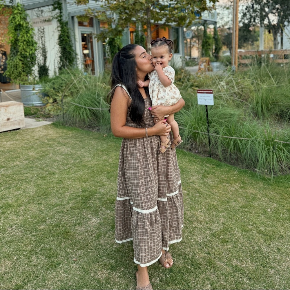 Cider Square Neck Shirred Gingham Maxi Dress - Picture 6 of 6